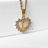 L STONE INITIAL HEART PENDANT
