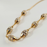 TWO TONE BOX CHAIN WITH DIAMOND CUT BEADS