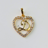 D STONE INITIAL HEART CHARM