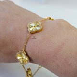 DIAMANTE PAVÉ 5 FLOWER BRACELET - LARGE