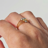TWO TONE TRIANGLE BEADED RING