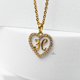 H STONE SCRIPT INITIAL HEART PENDANT
