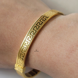 GREEK KEY DESIGN HINGED BANGLE
