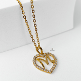 M STONE SCRIPT INITIAL HEART PENDANT