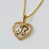 B STONE INITIAL HEART CHARM