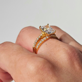 EMERALD CUT HALO RING SET