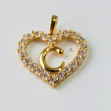 C STONE INITIAL HEART CHARM