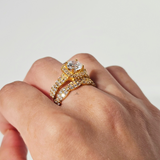 CUSHION CUT DIAMANTE RING SET