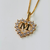 M STONE INITIAL HEART CHARM