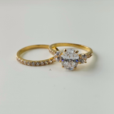 OVAL CUT THREE STONE RING SET