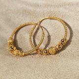 INTRICATE GOLD BEADED HOOPS