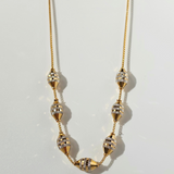 TWO TONE BOX CHAIN WITH DIAMOND CUT BEADS