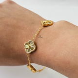 DIAMANTE PAVÉ 5 FLOWER BRACELET - MEDIUM
