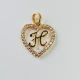 H STONE INITIAL HEART CHARM