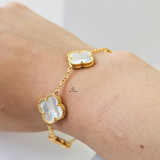 WHITE 5 FLOWER BRACELET - MEDIUM