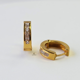 CRYSTAL DESIGN HUGGIE HOOP EARRINGS- SMALL