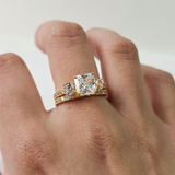 RADIENT CUT THREE STONE RING SET
