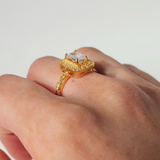 EMERALD HALO DIAMANTE RING