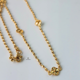 GOLD SMALL 5 FLOWER BEADED NECKLACE