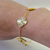 GOLD 5 FLOWER BRACELET - LARGE