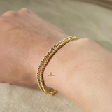 DOTTED DESIGN RHODIUM & GOLD BRACELET