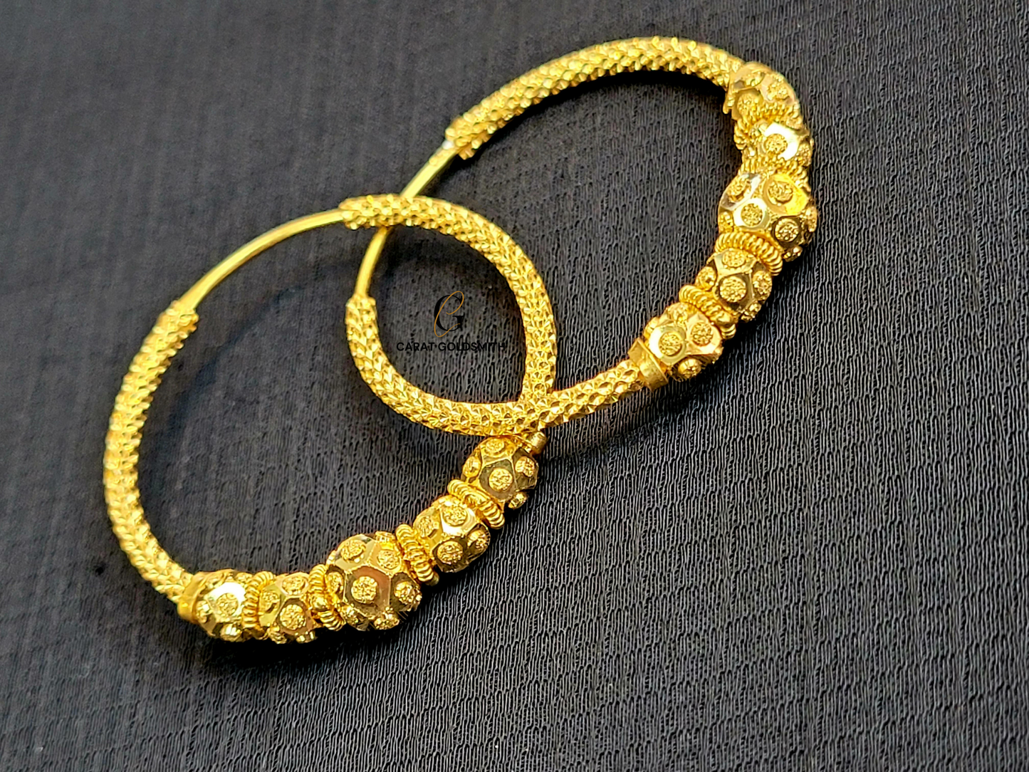 INTRICATE GOLD BEADED HOOPS