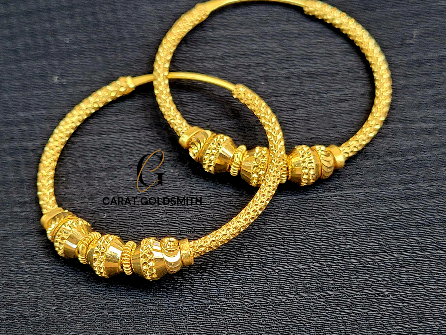 INTRICATE GOLD BEADED HOOPS