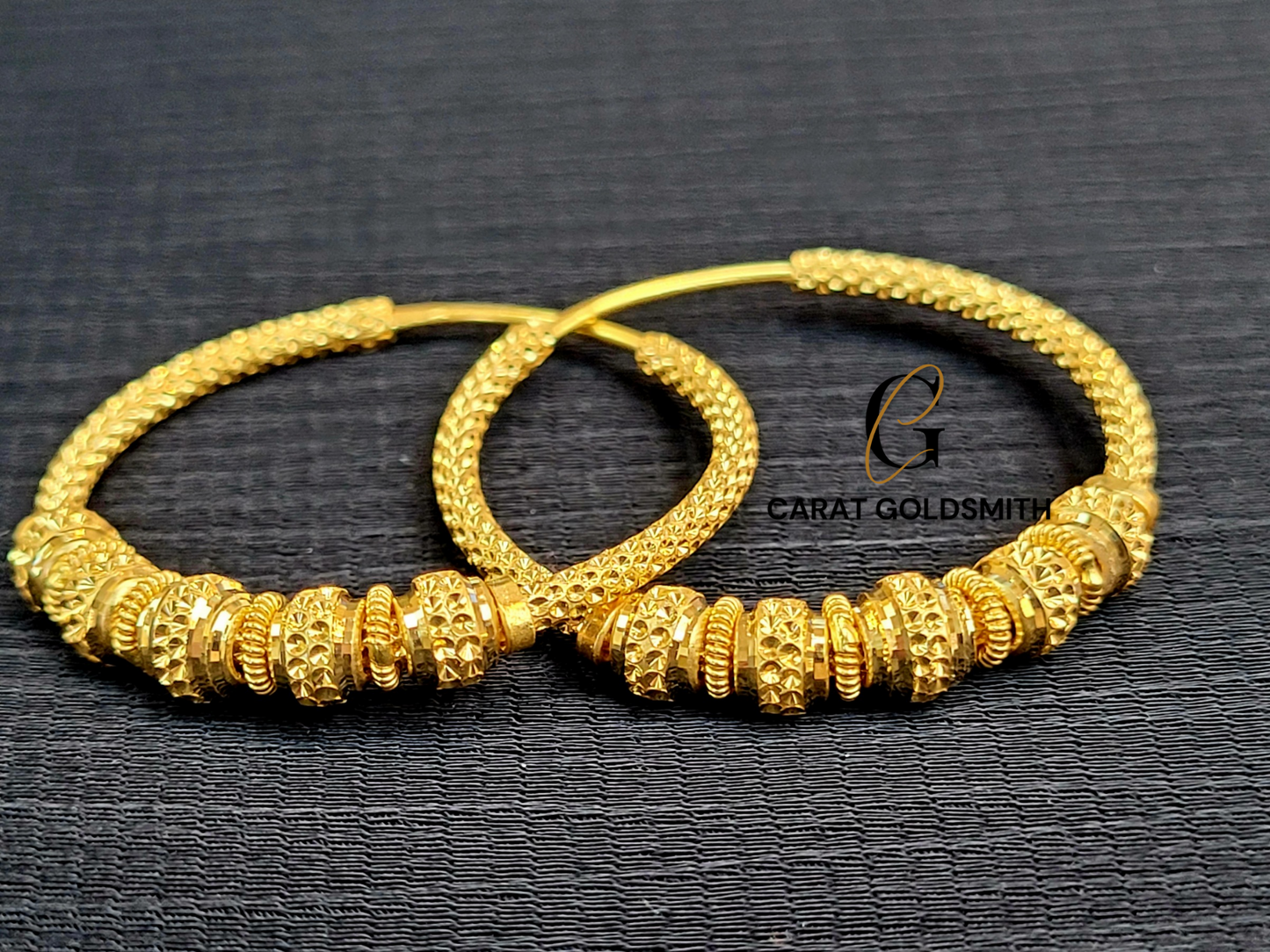 INTRICATE GOLD BEADED HOOPS