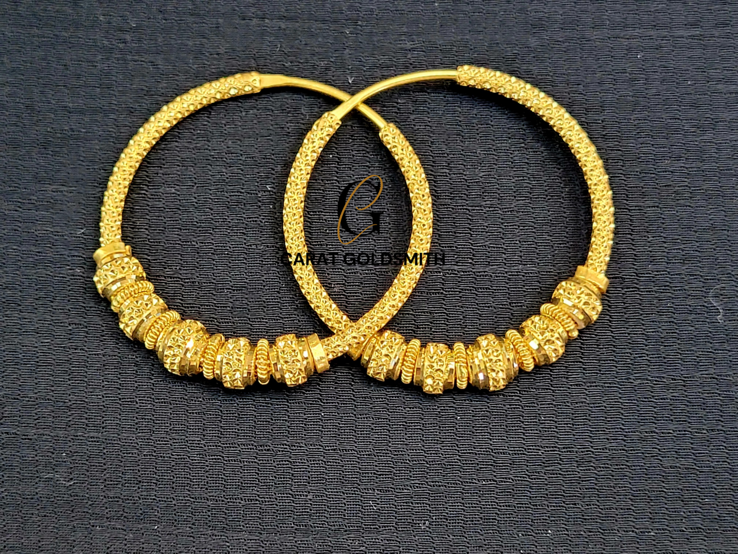 INTRICATE GOLD BEADED HOOPS