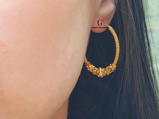INTRICATE GOLD BEADED HOOPS
